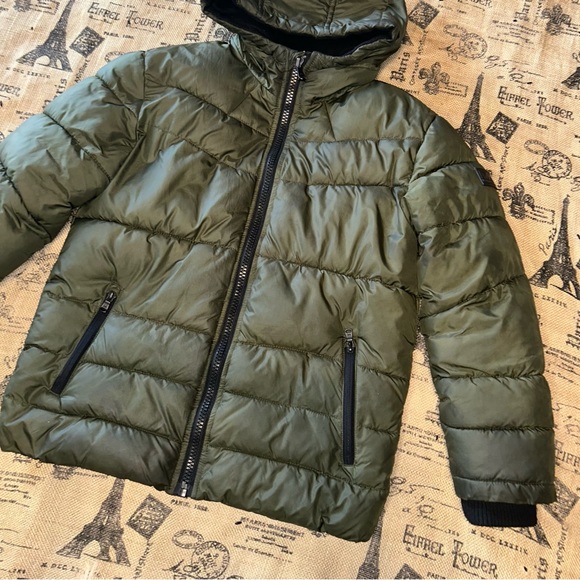 Michael kors kids green olive hooded puffer jacket - Picture 3 of 12